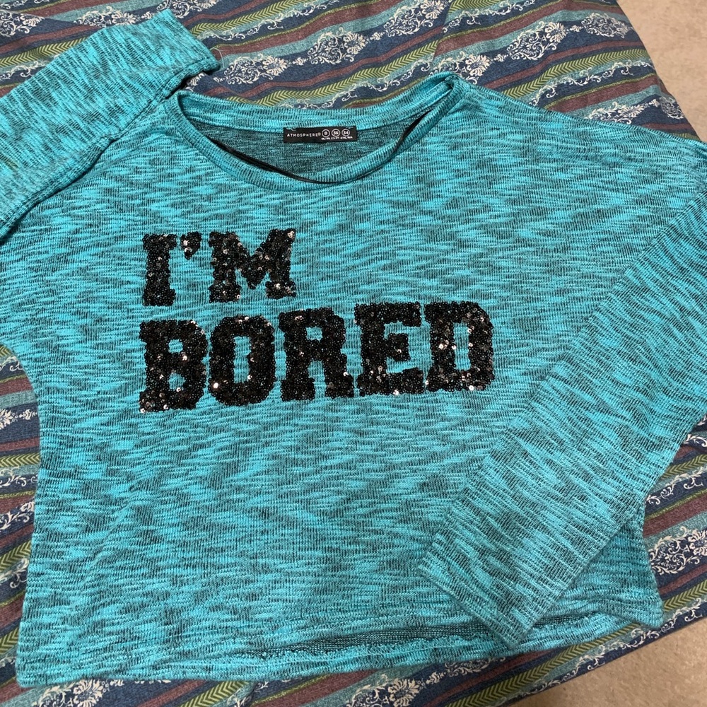 Long sleeve Blue crop top